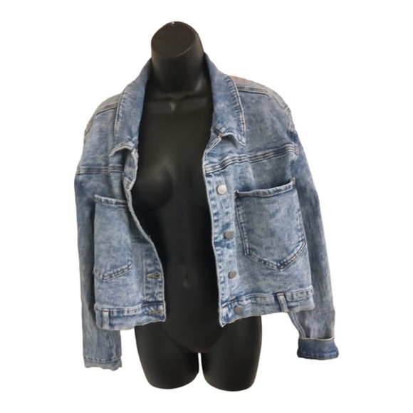 Austin Landing acid wash look embroidered‎ angel wings denim jeans jacket size M - Picture 11 of 11